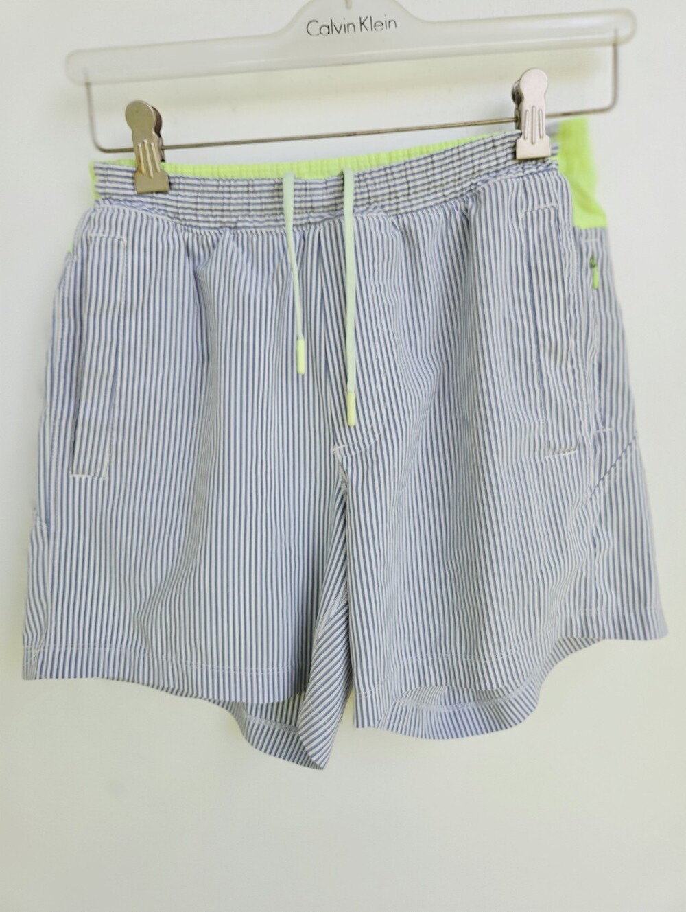 Birddogs Performance Lined Shorts Mens Blue White Striped Neon Athletic Medium